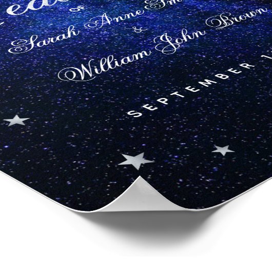 天の星とムーンブルー結婚のウェルカムサイン ポスター (角)