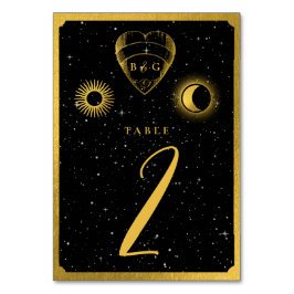 天の星クレセントムーンブラック金ゴールド結婚ズ テーブルナンバー