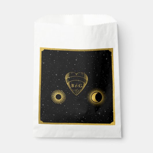 天の星クレセントムーンブラック金ゴールド結婚ズ フェイバーバッグ (正面)