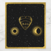 天の星クレセントムーンブラック金ゴールド結婚ズ ワインラベル (シングルラベル)