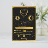天の星クレセントムーンブラック金ゴールド結婚ズ 出欠カード (スタンド正面)