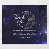 天の星空と金ゴールドムーンワきらめくイン スパークリングワインラベル (シングルラベル)