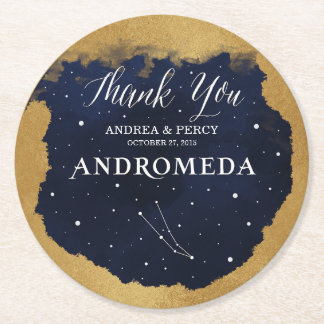 天の星空のアンドロメダ星座 ラウンドペーパーコースター