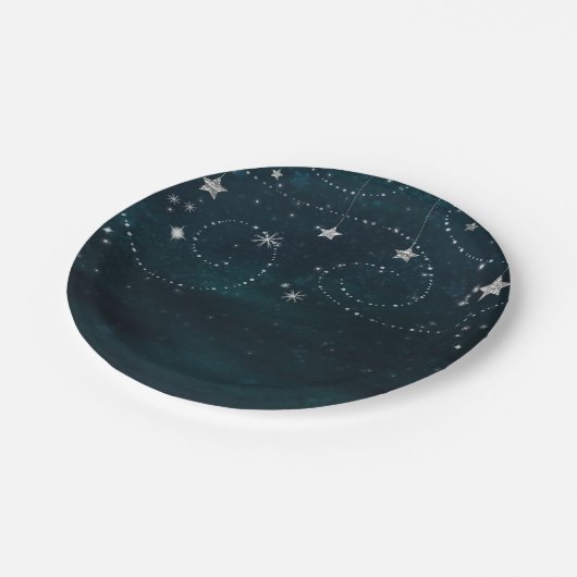 天の星空の渦巻き赤ちゃんシャワーパーティー ペーパープレート (アングル)