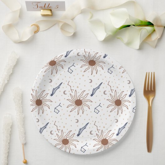 天の星、太陽と月 ペーパープレート (ウェディング)