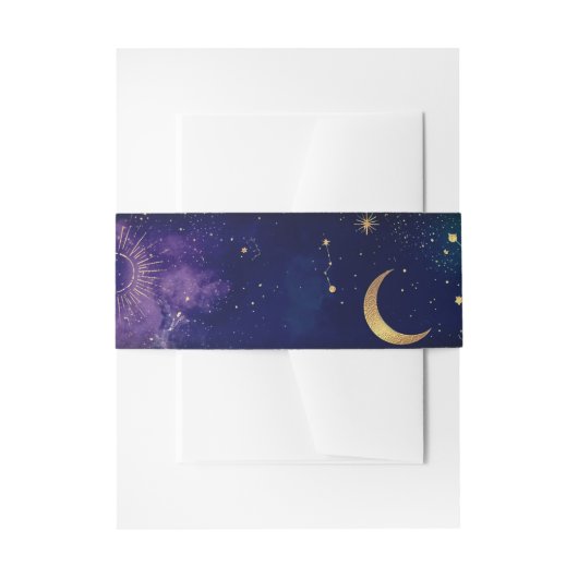 天の星 | 本物の金箔 ウェディング招待状 招待状ベリーバンド (正面例)