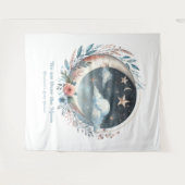 天の月と星のオーバーザムーンベイビーシャワー タペストリー (正面(横))