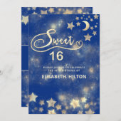 天の月と星のカリグラフィー スイート16 招待状 (正面/裏面)