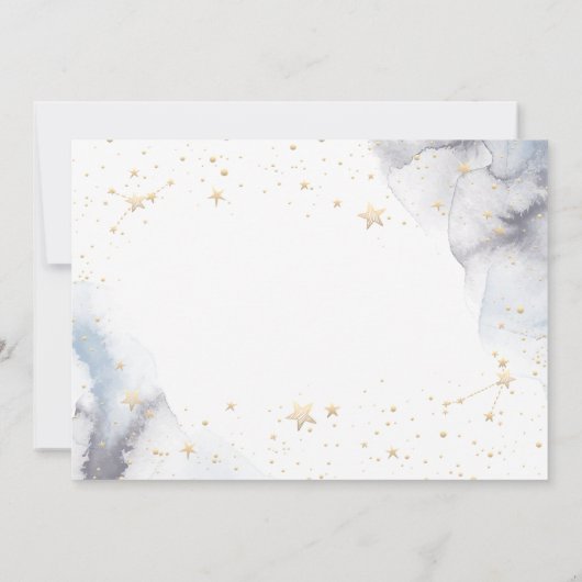 天の月と星のフラットなデザインのSave The Dateカード セーブザデート (裏面)