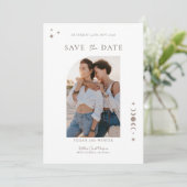 天の月と星のモノグラム　結婚式までのカウントダウン写真 招待状 (スタンド正面)