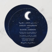 天の月と星のラウンドウェディング 招待状 (正面/裏面)