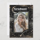 天の月と星の卒業写真 卒業 招待状 (正面)