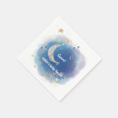 天の月と星、ロイヤルブルーとゴールドの抽象画 スタンダードカクテルナプキン (角)