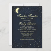 天の月の星きらめく赤ちゃんシャワー 招待状 (正面)