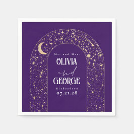 天の月の星パープル結婚ズ スタンダードカクテルナプキン