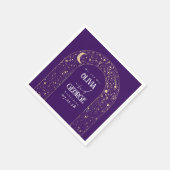 天の月の星パープル結婚ズ スタンダードカクテルナプキン (角)