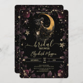 天の月、少女、星の花 ブライダルシャワー 招待状 (正面/裏面)