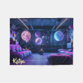 天の未来的なホームラージパープルプラネット フリースブランケット (正面(横))