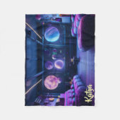 天の未来的なホームラージパープルプラネット フリースブランケット (正面)