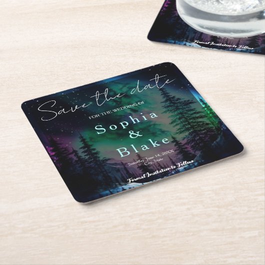 天の極光 結婚式 保存日 スクエアペーパーコースター (アングル)