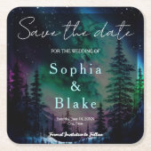 天の極光 結婚式 保存日 スクエアペーパーコースター (正面)