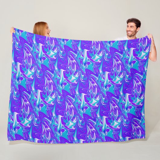 天の波動: 青白と紫の瑪瑙 フリースブランケット (インサイチュ)