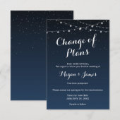 天の海軍青 星の夜のウェディング 招待状 (正面/裏面)