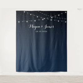 天の海軍青 星空の夜 結婚式背景 タペストリー