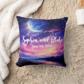 天の満月の星が神秘的な雲結婚 クッション (ブランケット)