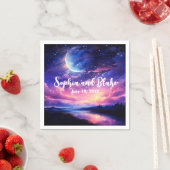 天の満月の星が神秘的な雲結婚 スタンダードカクテルナプキン (インサイチュ)