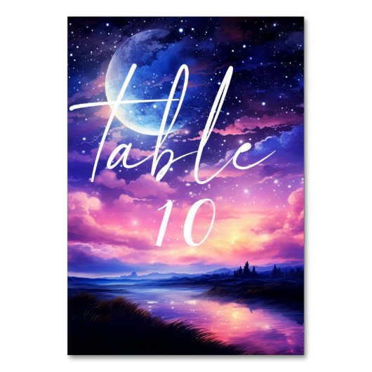 天の満月の星が神秘的な雲結婚 テーブルナンバー (正面)