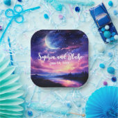 天の満月の星が神秘的な雲結婚 ペーパープレート (パーティー)