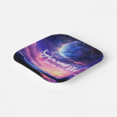 天の満月の星が神秘的な雲結婚 ペーパープレート (傾斜あり)