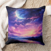 天の満月の星の雲の神秘的な紫 クッション (ブランケット)