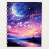 天の満月の星の雲の神秘的な紫 プランナー手帳 (正面)