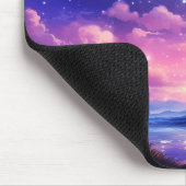 天の満月の星の雲の神秘的な紫 マウスパッド (コーナー)