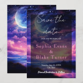 天の満月星のウェディングセーブ・ザ・デート 招待状 (正面/裏面)