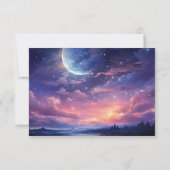 天の満月 星 雲 ウェディング RSVP カード (裏面)