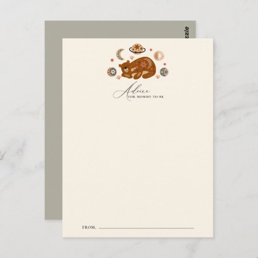 天の熊のテーマのベビーシャワーのアドバイスカード ポストカード (正面/裏面)