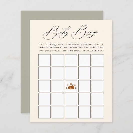 天の熊のテーマ 赤ちゃんビンゴゲーム (正面/裏面)