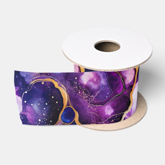 天の瑪瑙 | 宇宙の抽象的な鉱物パターン サテンリボン (リール)