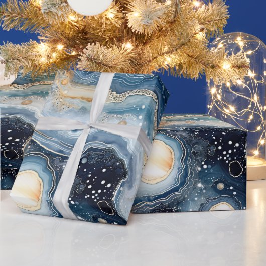 天の瑪瑙 | 抽象的な惑星の石 ラッピングペーパー (クリスマス)