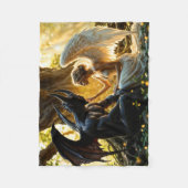 天の生き物の天使の悪魔ファンタジー フリースブランケット (正面)