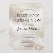 天の白い金ゴールド星の最初の聖餐式 招待状 (正面/裏面)