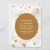 天の白と金の星のウェディング 招待状 (正面)