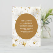 天の白と金の星のウェディング 招待状 (スタンド正面)