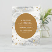 天の白と金ゴールド星ムーン&サン結婚ズ 招待状 (スタンド正面)