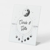 天の白黒ムーンウェディングカードとギフト 台座サイン (正面)