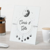 天の白黒ムーンウェディングカードとギフト 台座サイン (インサイチュ)