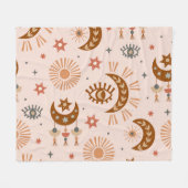 天の目、月、太陽のパターン。 フリースブランケット (正面(横))